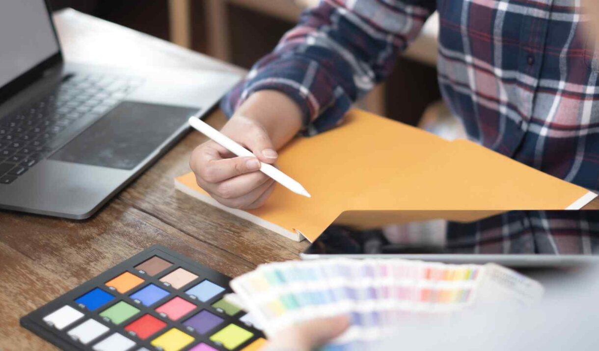team of creative graphic designer working on color w86y3mm